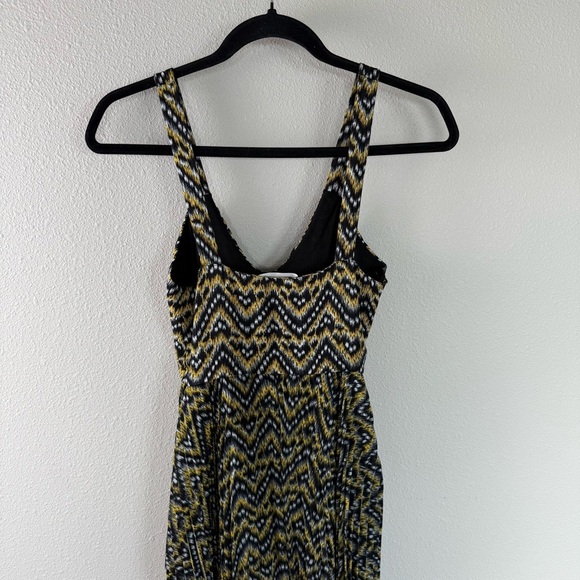 NWOT A.L.C. Kendall Ikat Print Silk Layer Dress Yellow Black Boho Women’s Size 2 - Picture 11 of 14